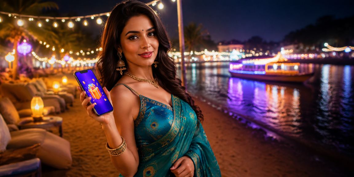 Indian woman using mobile payment app for INR deposit at home
