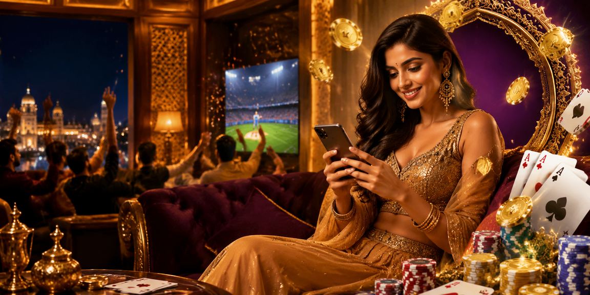 Young Indian player enjoying online Teen Patti game on mobile device